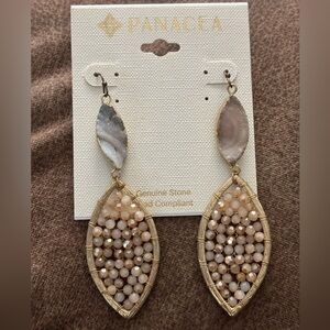 Nordstrom Gold and Cream Leaf Dangle Earrings